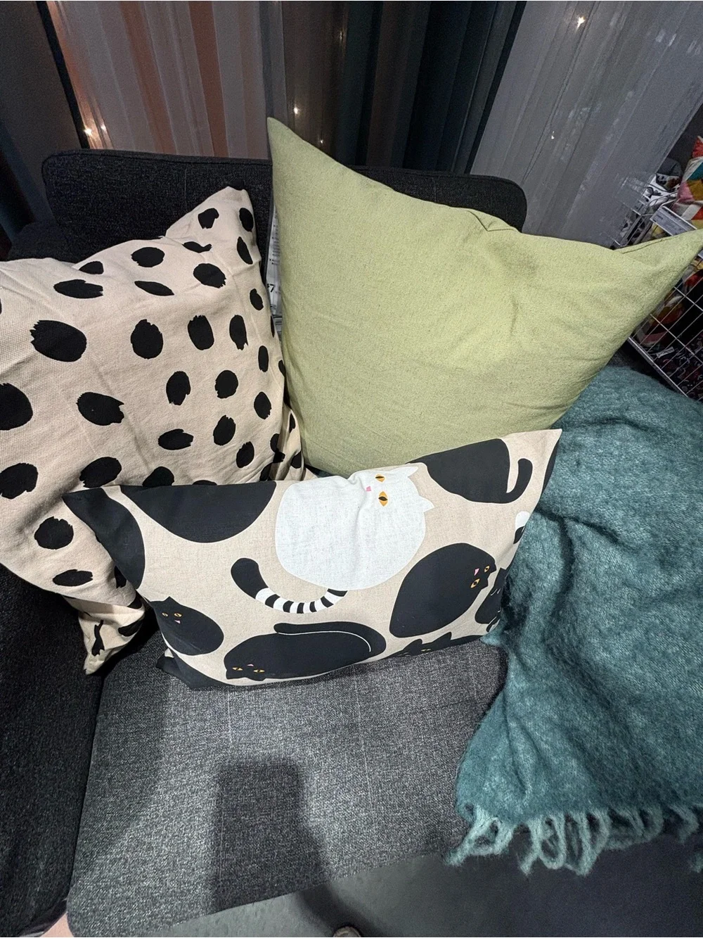IKEA Black Cat Pattern Cushion pillow Cover for bed or sofa adorable kitty kats